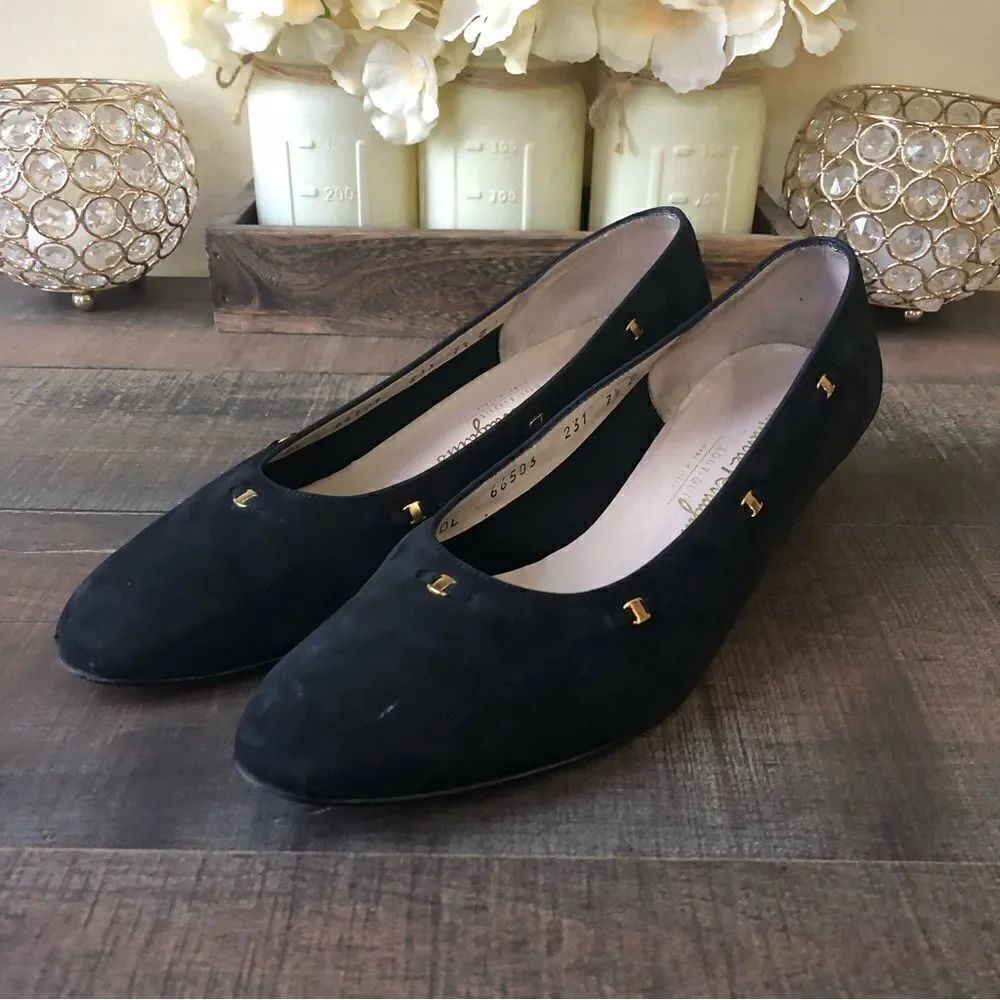 Salvatore Ferragamo Black Suede Heels